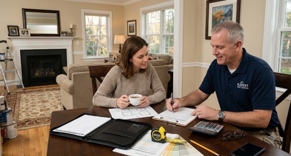 interior painting expert discussing cost